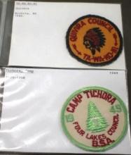 1949 Camp Tichora and Undated Ta-Wa-Ko-Ni BSA Camp Patches