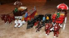 Five Die Cast Horse and Cart and Train Sets