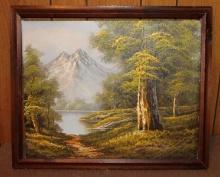 Original Signed R. Collins Oil on Canvas with Frame