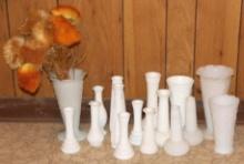 16 Milk Glass Vases!