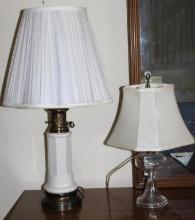 Glass and White Ceramic Table Lamps
