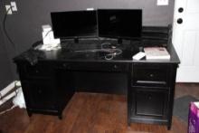 Black Computer Desk and Contents