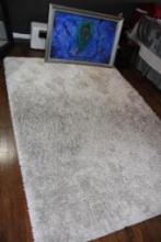 Shaggy Gray Rug by Thomas and Large Framed Artwork