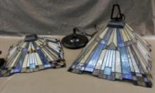 Pair of Tiffany-Style Stained Glass Light Fixtures
