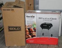 Char-Broil 18.5" Charcoal Grill and Case of Solo Cups