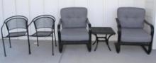 Two Metal and Two Upholstered Cushion Patio Chairs