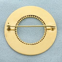 Vintage Circle Pin In 14k Yellow Gold