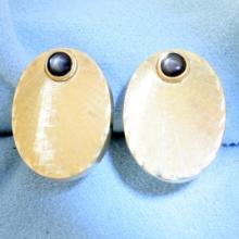 Vintage Star Sapphire Etched Oval Cufflinks In Solid 14k Yellow Gold