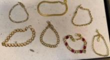 7 Assorted Mixed Gold-Tone Bracelets