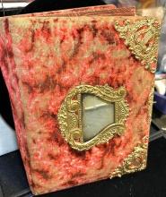 Late 19th or Early 20th Century Photo Album (18 Pgs) with brass applique