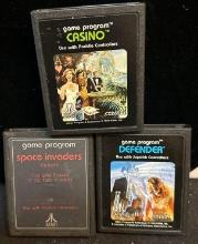 Vintage Atari 2600 Games classic Space Invaders, Defender and Casino