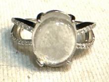 Sterling Silver ring with Large Quartz Crystal Size 6