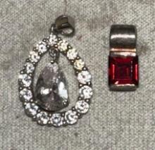 2 Sterling silver Pendants with Gemstones