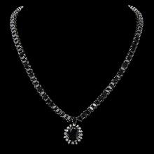 14K Gold 66.92ct Sapphire 0.90ct Diamond Necklace