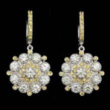 14k Gold 4.75ct Diamond 1.50ct Sapphire Earrings