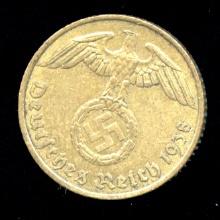 1938-A ... 5 Pfennig ... Old Nazi German Coin