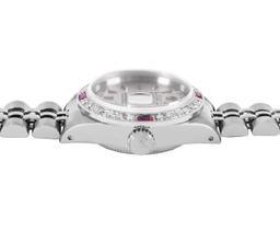 Rolex Ladies Stainless Steel Ruby and Diamond Datejust Wristwatch