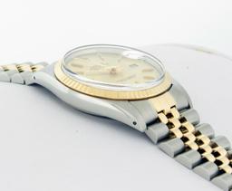 Rolex Men's Two Tone Champagne Index Datejust Wristwatch