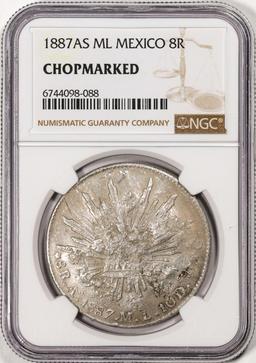1887AS ML Mexico 8 Reales Silver Coin NGC Chopmarked