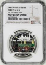2019 Peru 1 Sol Ibero Historic Peruvian Train Proof Silver Coin NGC PF69 Ultra Cameo