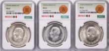Lot of 1951Mo-1953Mo Mexico 5 Pesos Silver Coins NGC MS63
