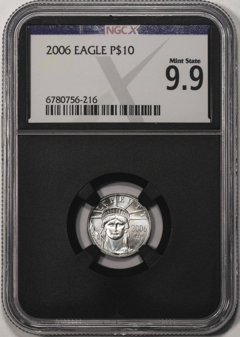 2006 $10 Platinum American Eagle Coin NGCX Mint State 9.9