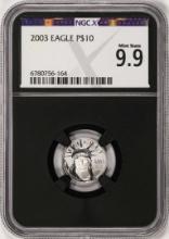 2003 $10 Platinum American Eagle Coin NGCX Mint State 9.9
