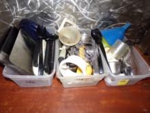 (3) Clear Tubs Of Misc Utensils (Inside)
