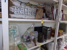 Top 3 Shelves In Middle, Decorations,Sifters, Cheese Grader, Bottles,Signs