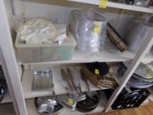 Contents Of Bottom 3 Middle Shelves, Disposable Pie Dishes, Cake Slicers (N