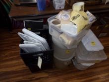 (2) Boxes Of Rags, A Large Group Of Buckets And Milk Crates (Inside)