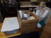 Tote Of Baking Supplies, 2 Boxes Of To-Go Containers (Inside)