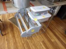 Small 3-Tier Wire Rack, (2) Large Paper Dispensers And (3) Totes Of Misc It