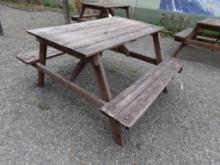 5' Wooden Picnic Table,1 Bench Board Looks A Little Rough (Outside)