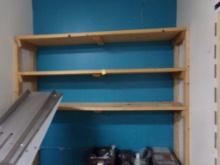Tall, 3-Tier, Wooden Shelf By Backdoor (Inside)