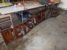 ''Welcome To The Ranch'' Copper Colored Tin Sign, 10' x 2' x 3' Tall - Real