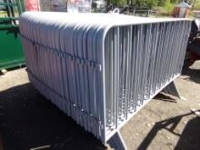 (40) New Free Standing Gray Steel Interlocking 80'' Barricades