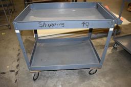 METAL SHOP CART WITH HANDLE AND LOWER SHELF, 2' x 3'