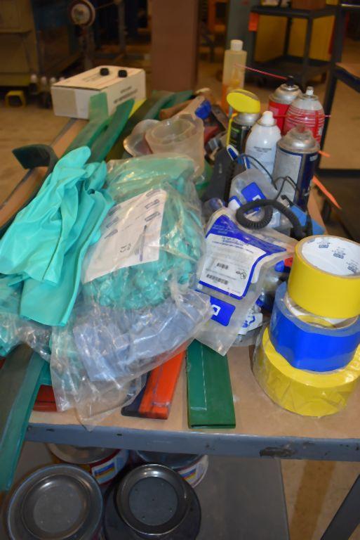 CONTENTS ON CART; CHEMICAL GLOVES, PAINT SUPPLIES,
