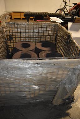 METAL PALLET CAGE WITH CONTENTS, STEEL CUT-OFFS,