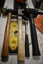 MALLETS, HAMMER AND SMALL LEVEL