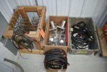 GREY TOTE & BOX W/TESTING CABLE, ALUMINUM BASES,