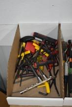 BOX W/ASSORTED T-HANDLE HEX KEYS, VARIOUS SIZES