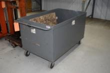 GRAY METAL CART ON CASTERS, 30" X 47-3/4" X 31"H