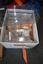 BOX WITH PLASTIC SIGN HOLDERS AND BIN