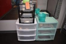ASSORTED PLASTIC STORAGE BINS AND CONTAINERS