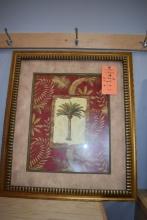 PALM TREE PRINT, FRAMED AND MATTED, 26" x 30"