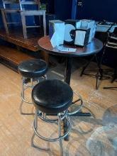 Round Pub Height Table with Pair Bar Stools