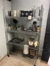 Metal Shelf with Restaurant Supplies