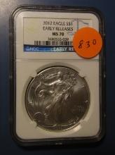 2012 AMERICAN SILVER EAGLE NGC MS-70